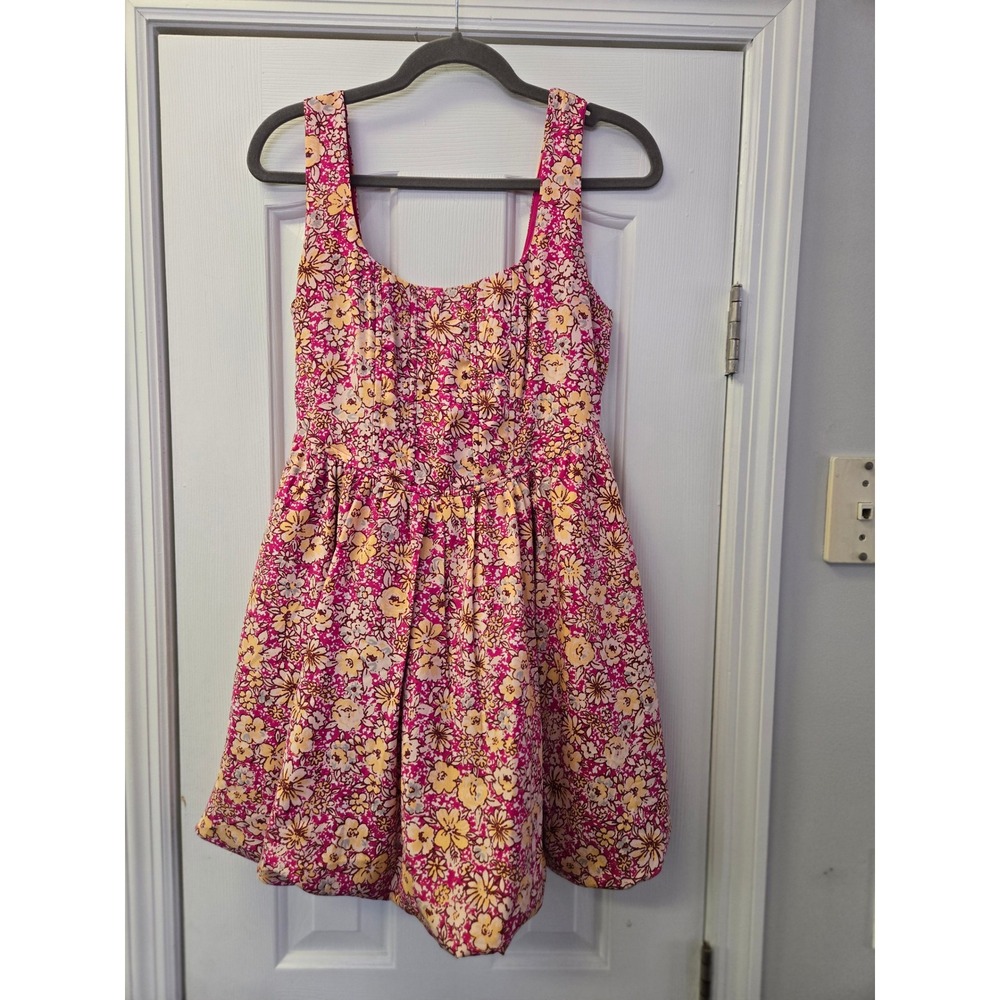 Band of the Free Pink Floral Bubble Hem Mini Dress‎ Smocked Back Small
